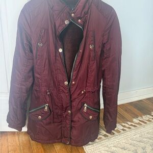 Burgundy Jacket with Zipper Pockets
